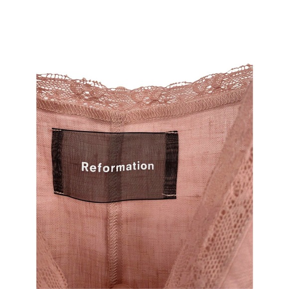 NWOT Reformation Top Emmie Serenade Pink Lace Linen tank - Picture 8 of 9